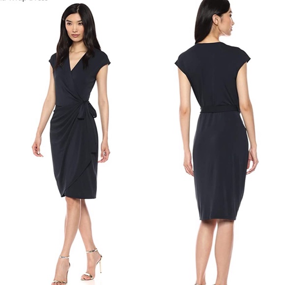 Lark & Ro Cap Sleeve Wrap Dress in Navy XS - Picture 1 of 4